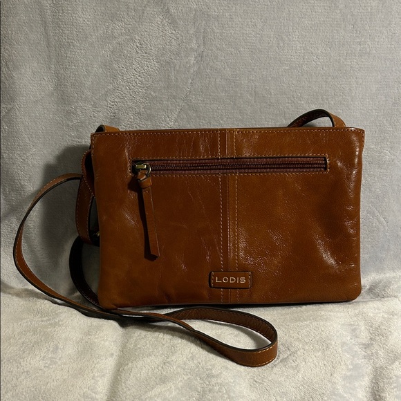 Lodis Brown Leather Crossbody Bag - Picture 1 of 10